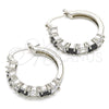 Rhodium Gold Filled Small Hoop, with Black and White Cubic Zirconia, Polished, Rhodium Finish, 02.210.0283.8.25