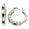 Rhodium Gold Filled Small Hoop, with Black and White Cubic Zirconia, Polished, Rhodium Finish, 02.210.0283.8.25