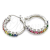 Rhodium Gold Filled Small Hoop, with Multicolor Cubic Zirconia, Polished, Rhodium Finish, 02.210.0283.9.25