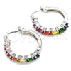 Rhodium Gold Filled Small Hoop, with Multicolor Cubic Zirconia, Polished, Rhodium Finish, 02.210.0283.9.25