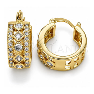 Oro Laminado Small Hoop, Gold Filled Style with White Cubic Zirconia, Polished, Golden Finish, 02.210.0284.20