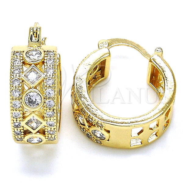 Gold Filled Hoop Earrings — Small Hoop with White Cubic Zirconia Polished 02. — main product view — SKU 127264 | Oro Laminado aretes de aro — Small Hoop with blanco Cubic Zirconia pulido 02. — SKU 127264