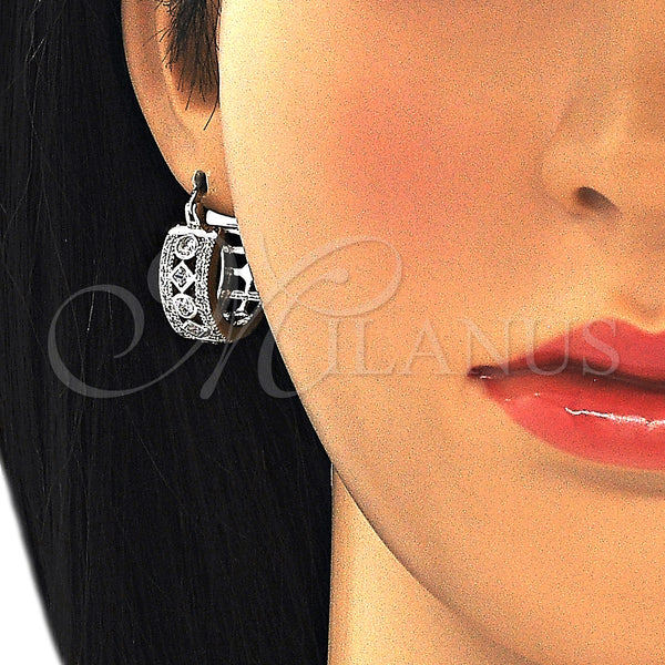 White Gold Filled Hoop Earrings — Small Hoop with White Cubic Zirconia Polished 02. — alternate product view — SKU 127269 | Oro Laminado Blanco aretes de aro — Small Hoop with blanco Cubic Zirconia pulido 02. — SKU 127269