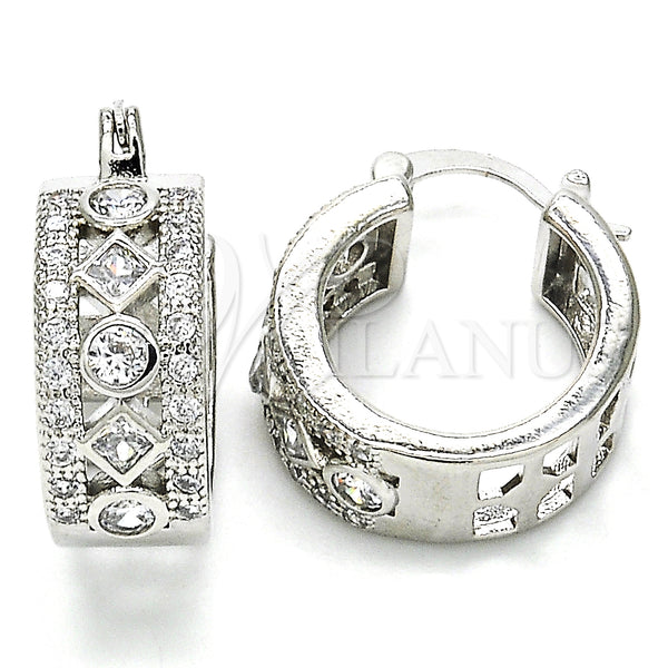 White Gold Filled Hoop Earrings — Small Hoop with White Cubic Zirconia Polished 02. — main product view — SKU 127269 | Oro Laminado Blanco aretes de aro — Small Hoop with blanco Cubic Zirconia pulido 02. — SKU 127269