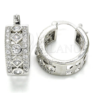 White Gold Filled Hoop Earrings — Small Hoop with White Cubic Zirconia Polished 02. — main product view — SKU 127269 | Oro Laminado Blanco aretes de aro — Small Hoop with blanco Cubic Zirconia pulido 02. — SKU 127269