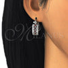 Rhodium Gold Filled Small Hoop, with Garnet and White Cubic Zirconia, Polished, Rhodium Finish, 02.210.0284.6.20