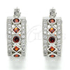Rhodium Gold Filled Small Hoop, with Garnet and White Cubic Zirconia, Polished, Rhodium Finish, 02.210.0284.6.20