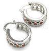 Rhodium Gold Filled Small Hoop, with Garnet and White Cubic Zirconia, Polished, Rhodium Finish, 02.210.0284.6.20