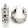 Rhodium Gold Filled Small Hoop, with Garnet and White Cubic Zirconia, Polished, Rhodium Finish, 02.210.0284.6.20
