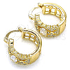 Oro Laminado Small Hoop, Gold Filled Style with White Cubic Zirconia, Polished, Golden Finish, 02.210.0285.20
