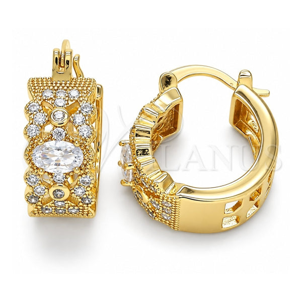 Oro Laminado Small Hoop, Gold Filled Style with White Cubic Zirconia, Polished, Golden Finish, 02.210.0285.20