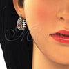 Oro Laminado Small Hoop, Gold Filled Style with Garnet and White Cubic Zirconia, Polished, Golden Finish, 02.210.0285.1.20