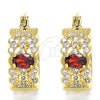 Oro Laminado Small Hoop, Gold Filled Style with Garnet and White Cubic Zirconia, Polished, Golden Finish, 02.210.0285.1.20