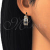 Oro Laminado Small Hoop, Gold Filled Style with Black and White Cubic Zirconia, Polished, Golden Finish, 02.210.0285.3.20