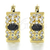 Oro Laminado Small Hoop, Gold Filled Style with Black and White Cubic Zirconia, Polished, Golden Finish, 02.210.0285.3.20