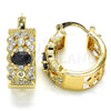 Oro Laminado Small Hoop, Gold Filled Style with Black and White Cubic Zirconia, Polished, Golden Finish, 02.210.0285.3.20