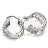 Rhodium Plated Small Hoop, with White Cubic Zirconia, Polished, Rhodium Finish, 02.210.0285.5.20
