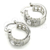 Rhodium Plated Small Hoop, with White Cubic Zirconia, Polished, Rhodium Finish, 02.210.0285.5.20