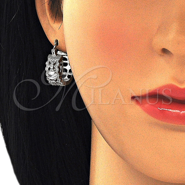 White Gold Filled Hoop Earrings — Small Hoop with White Cubic Zirconia Polished 02. — alternate product view — SKU 127279 | Oro Laminado Blanco aretes de aro — Small Hoop with blanco Cubic Zirconia pulido 02. — SKU 127279
