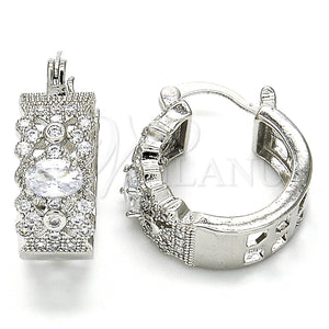 White Gold Filled Hoop Earrings — Small Hoop with White Cubic Zirconia Polished 02. — main product view — SKU 127279 | Oro Laminado Blanco aretes de aro — Small Hoop with blanco Cubic Zirconia pulido 02. — SKU 127279
