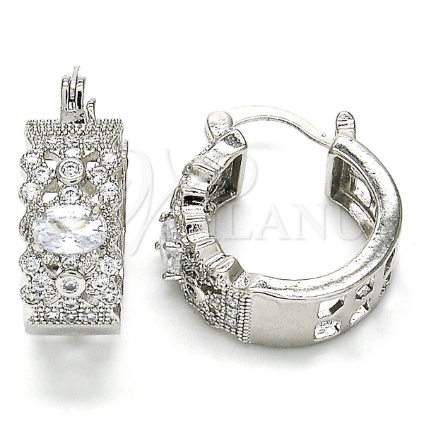 White Gold Filled Hoop Earrings — Small Hoop with White Cubic Zirconia Polished 02. — main product view — SKU 127279 | Oro Laminado Blanco aretes de aro — Small Hoop with blanco Cubic Zirconia pulido 02. — SKU 127279