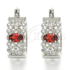 Rhodium Plated Small Hoop, with Garnet and White Cubic Zirconia, Polished, Rhodium Finish, 02.210.0285.6.20