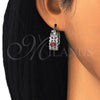 Rhodium Gold Filled Small Hoop, with Garnet and White Cubic Zirconia, Polished, Rhodium Finish, 02.210.0285.6.20