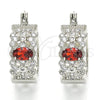 Rhodium Gold Filled Small Hoop, with Garnet and White Cubic Zirconia, Polished, Rhodium Finish, 02.210.0285.6.20