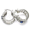 Rhodium Plated Small Hoop, with Sapphire Blue and White Cubic Zirconia, Polished, Rhodium Finish, 02.210.0285.7.20