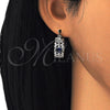 Rhodium Gold Filled Small Hoop, with Sapphire Blue and White Cubic Zirconia, Polished, Rhodium Finish, 02.210.0285.7.20