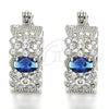 Rhodium Gold Filled Small Hoop, with Sapphire Blue and White Cubic Zirconia, Polished, Rhodium Finish, 02.210.0285.7.20
