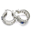 Rhodium Gold Filled Small Hoop, with Sapphire Blue and White Cubic Zirconia, Polished, Rhodium Finish, 02.210.0285.7.20