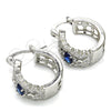 Rhodium Gold Filled Small Hoop, with Sapphire Blue and White Cubic Zirconia, Polished, Rhodium Finish, 02.210.0285.7.20