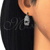 Rhodium Gold Filled Small Hoop, with Black and White Cubic Zirconia, Polished, Rhodium Finish, 02.210.0285.8.20