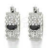 Rhodium Gold Filled Small Hoop, with Black and White Cubic Zirconia, Polished, Rhodium Finish, 02.210.0285.8.20