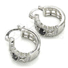 Rhodium Gold Filled Small Hoop, with Black and White Cubic Zirconia, Polished, Rhodium Finish, 02.210.0285.8.20