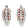 Rhodium Plated Small Hoop, with Garnet and White Cubic Zirconia, Polished, Rhodium Finish, 02.210.0286.5.20