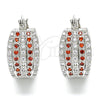 Rhodium Plated Small Hoop, with Garnet and White Cubic Zirconia, Polished, Rhodium Finish, 02.210.0286.5.20