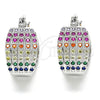 Rhodium Gold Filled Small Hoop, with Multicolor Cubic Zirconia, Polished, Rhodium Finish, 02.210.0286.7.20