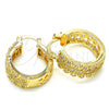 Oro Laminado Small Hoop, Gold Filled Style with White Cubic Zirconia, Polished, Golden Finish, 02.210.0288.20