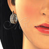 Oro Laminado Small Hoop, Gold Filled Style with Garnet and White Cubic Zirconia, Polished, Golden Finish, 02.210.0288.1.20