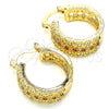 Oro Laminado Small Hoop, Gold Filled Style with Garnet and White Cubic Zirconia, Polished, Golden Finish, 02.210.0288.1.20