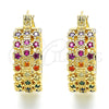 Oro Laminado Small Hoop, Gold Filled Style with Multicolor Cubic Zirconia, Polished, Golden Finish, 02.210.0288.3.20