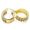 Oro Laminado Small Hoop, Gold Filled Style with Multicolor Cubic Zirconia, Polished, Golden Finish, 02.210.0288.3.20
