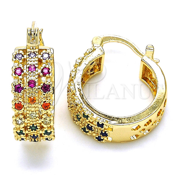 Gold Filled Hoop Earrings — Small Hoop with Multicolor Cubic Zirconia Polished 02. — main product view — SKU 127303 | Oro Laminado aretes de aro — Small Hoop with Multicolor Cubic Zirconia pulido 02. — SKU 127303