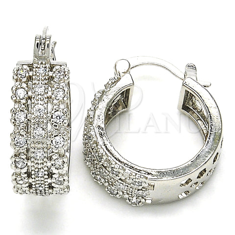 Rhodium Gold Filled Small Hoop, with White Cubic Zirconia, Polished, Rhodium Finish, 02.210.0288.4.20