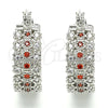 Rhodium Plated Small Hoop, with Garnet and White Cubic Zirconia, Polished, Rhodium Finish, 02.210.0288.5.20