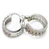 Rhodium Plated Small Hoop, with Garnet and White Cubic Zirconia, Polished, Rhodium Finish, 02.210.0288.5.20