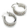 Rhodium Plated Small Hoop, with Garnet and White Cubic Zirconia, Polished, Rhodium Finish, 02.210.0288.5.20
