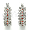 Rhodium Gold Filled Small Hoop, with Garnet and White Cubic Zirconia, Polished, Rhodium Finish, 02.210.0288.5.20